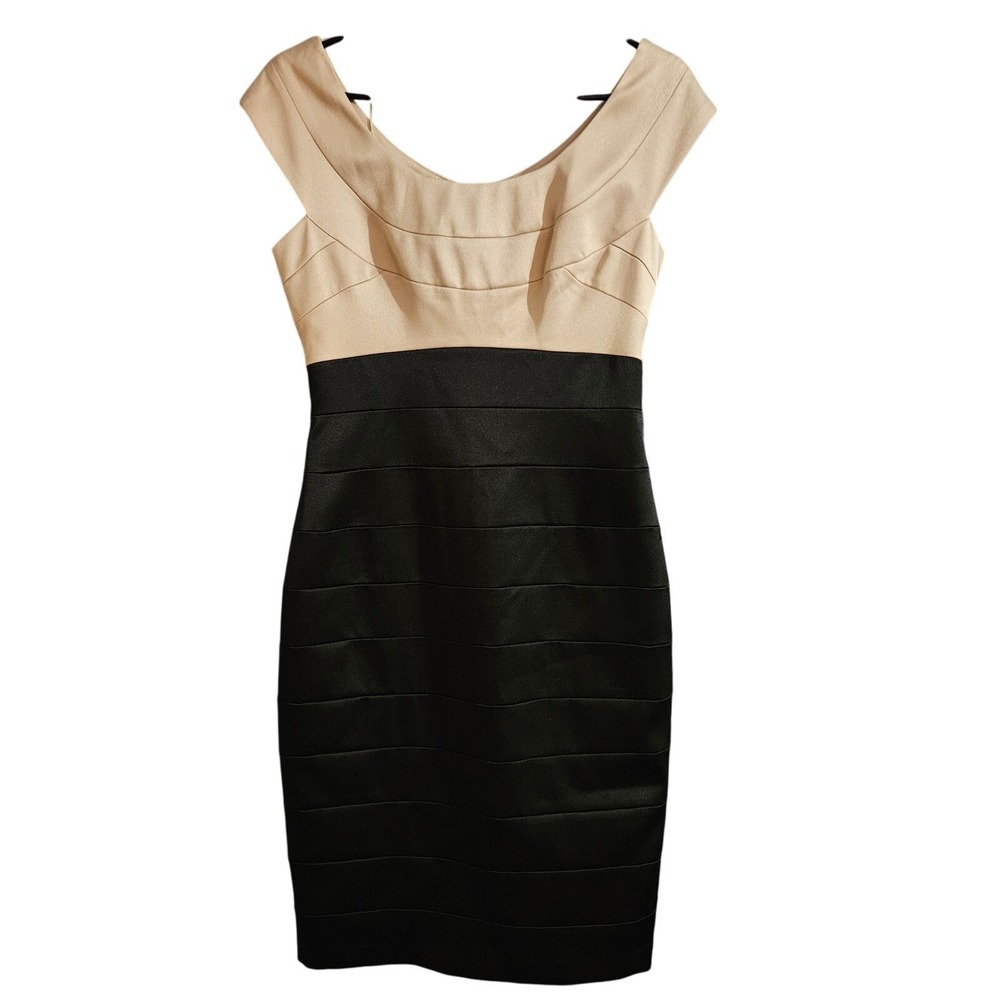 Maggy London Tan Black Sleeveless Straight Dress Women's‎ Size 6 NWT